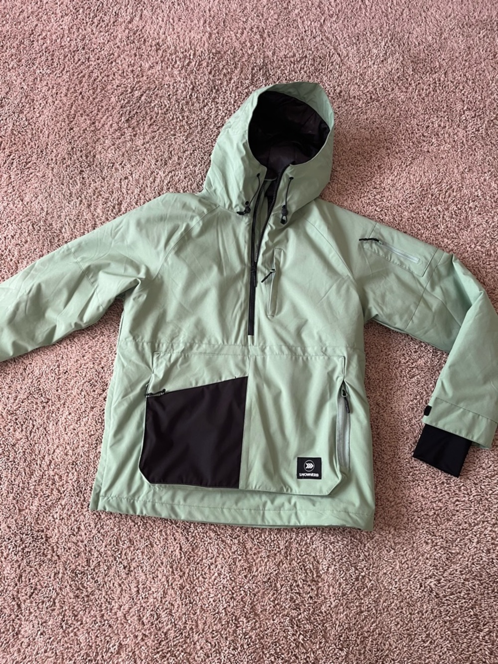 SNOWVERB Green Quarter Zip Pullover Ski Jacket Size Small LIKE NEW!